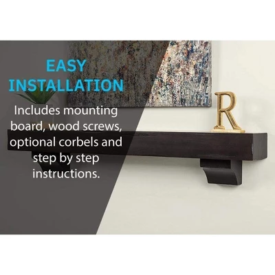 Mantels Direct Breckenridge Rustic Distressed Wood Fireplace Mantel Wall Shelf 6 Mantels Direct Breckenridge Rustic Distressed Wood Fireplace Mantel Wall Shelf - Image 4