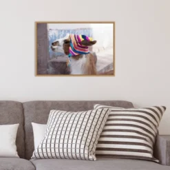 23" X 16" Llama With Colorful Hat By Jutta Riegel Danita Delimont Framed Canvas Wall Art - Amanti Art -Decoration Series Shop GUEST d3b3e86a cb35 4590 98ee e6d49947827c
