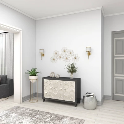 Metal Floral Foiled Wire Wall Decor Gold - Olivia & May 6 Metal Floral Foiled Wire Wall Decor Gold - Olivia & May - Image 4