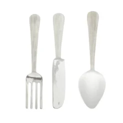 Set Of 3 Aluminum Utensils Knife Spoon And Fork Wall Decors Silver - Olivia & May -Decoration Series Shop GUEST da9c0a11 b6dd 466e ae3d bcc3d0557830