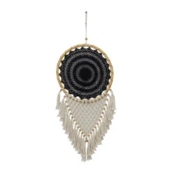 42" X 16" Cotton Macrame Handmade Intricately Woven Dreamcatcher Wall Decor With Beaded Fringe Tassels Black - Olivia & May -Decoration Series Shop GUEST e2e3a253 85ca 4a48 8029 d0f27269a0ec