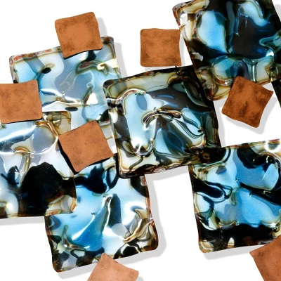 Liquid Lucidity Torched Metal Wall Sculpture Blue - StyleCraft 2 Liquid Lucidity Torched Metal Wall Sculpture Blue - StyleCraft