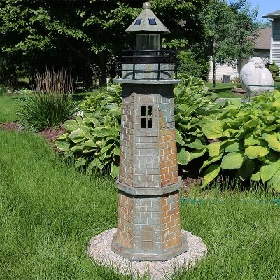 Sunnydaze Decor Sunnydaze Outdoor Backyard Garden Nautical Lighthouse Solar LED Pathlight Statue Figurine - 35" - Brick 3 Sunnydaze Decor Sunnydaze Outdoor Backyard Garden Nautical Lighthouse Solar LED Pathlight Statue Figurine - 35" - Brick