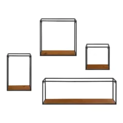 4pc Mallory Wood And Metal Wall Shelf Set Rustic Brown - Kate & Laurel All Things Decor -Decoration Series Shop GUEST e69d2cd8 5692 4ee6 963b f1c6bfb2cc53