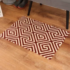 2'x3' ColorStar Greek Grid Door Mat Red Rust - Bungalow Flooring