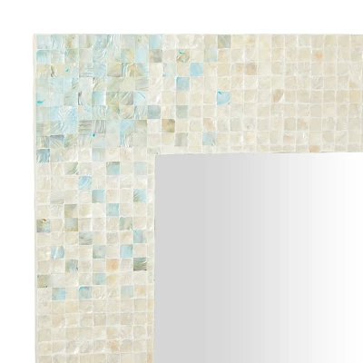 Mother Of Pearl Handmade Mosaic Wall Mirror With Blue Corners Cream - Olivia & May 21 Mother Of Pearl Handmade Mosaic Wall Mirror With Blue Corners Cream - Olivia & May - Image 19