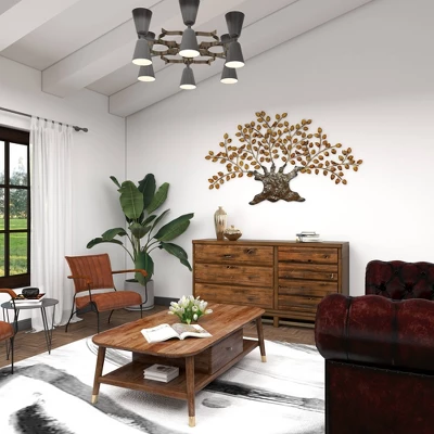 Traditional Metal Tree Indoor Outdoor Wall Decor With Leaves Brown - Olivia & May 16 Traditional Metal Tree Indoor Outdoor Wall Decor With Leaves Brown - Olivia & May - Image 14