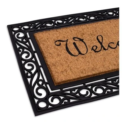 BirdRock Home Classic Welcome Brush Coir Doormat With Black Rubber Bottom - 24 Inches X 36 Inches 3 BirdRock Home Classic Welcome Brush Coir Doormat With Black Rubber Bottom - 24 Inches X 36 Inches