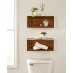 18" X 8" Wessler Decorative Wood Box Shelf Rustic Brown - Kate & Laurel All Things Decor -Decoration Series Shop GUEST f76367d9 fbcc 4412 9ba6 c92fa6ba7ec9