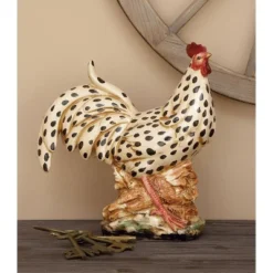 14" X 13" Farmhouse Ceramic Chicken Garden Sculpture Beige - Olivia & May
