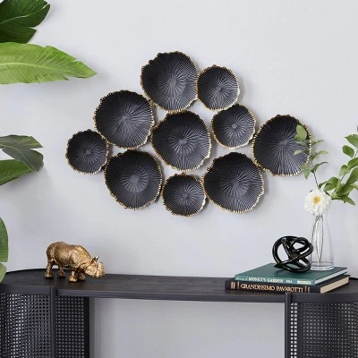 Metal Plate Wall Decor With Uneven Edges Black - CosmoLiving By Cosmopolitan 3 Metal Plate Wall Decor With Uneven Edges Black - CosmoLiving By Cosmopolitan
