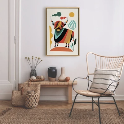 22" X 33" Sylvie Cow Framed Canvas Wall Art By Rachel Lee Natural - Kate And Laurel 7 22" X 33" Sylvie Cow Framed Canvas Wall Art By Rachel Lee Natural - Kate And Laurel - Image 5