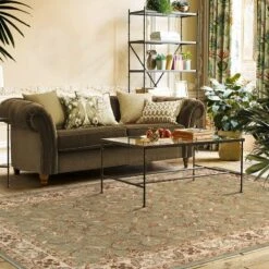 Traditional Floral Scroll Classic Vines Botanical Indoor Area Rug Or Runner By Blue Nile Mills
