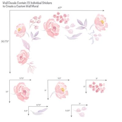 Bedtime Originals Lavender Floral Pink/Purple Wall Decals / Stickers 4 Bedtime Originals Lavender Floral Pink/Purple Wall Decals / Stickers - Image 2