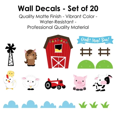 Big Dot Of Happiness Farm Animals - Peel And Stick Nursery And Kids Room Vinyl Wall Art Stickers - Wall Decals - Set Of 20 7 Big Dot Of Happiness Farm Animals - Peel And Stick Nursery And Kids Room Vinyl Wall Art Stickers - Wall Decals - Set Of 20 - Image 5