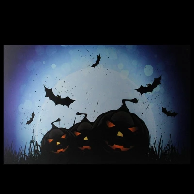 Northlight LED Lighted Jack-O-Lanterns And Bats Halloween Canvas Wall Art 23.5" X 15.5" 4 Northlight LED Lighted Jack-O-Lanterns And Bats Halloween Canvas Wall Art 23.5" X 15.5" - Image 2