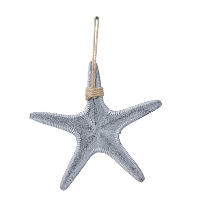 Polystone Starfish Wall Decor With Hanging Rope Gray - Olivia & May 3 Polystone Starfish Wall Decor With Hanging Rope Gray - Olivia & May