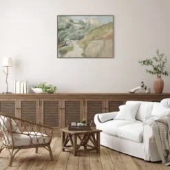 42" X 32" Afternoon Forest Hike By Urban Road Framed Canvas Wall Art Print - Amanti Art -Decoration Series Shop GUEST ffc2509c 2b43 4144 9880 d1f68b9aef12